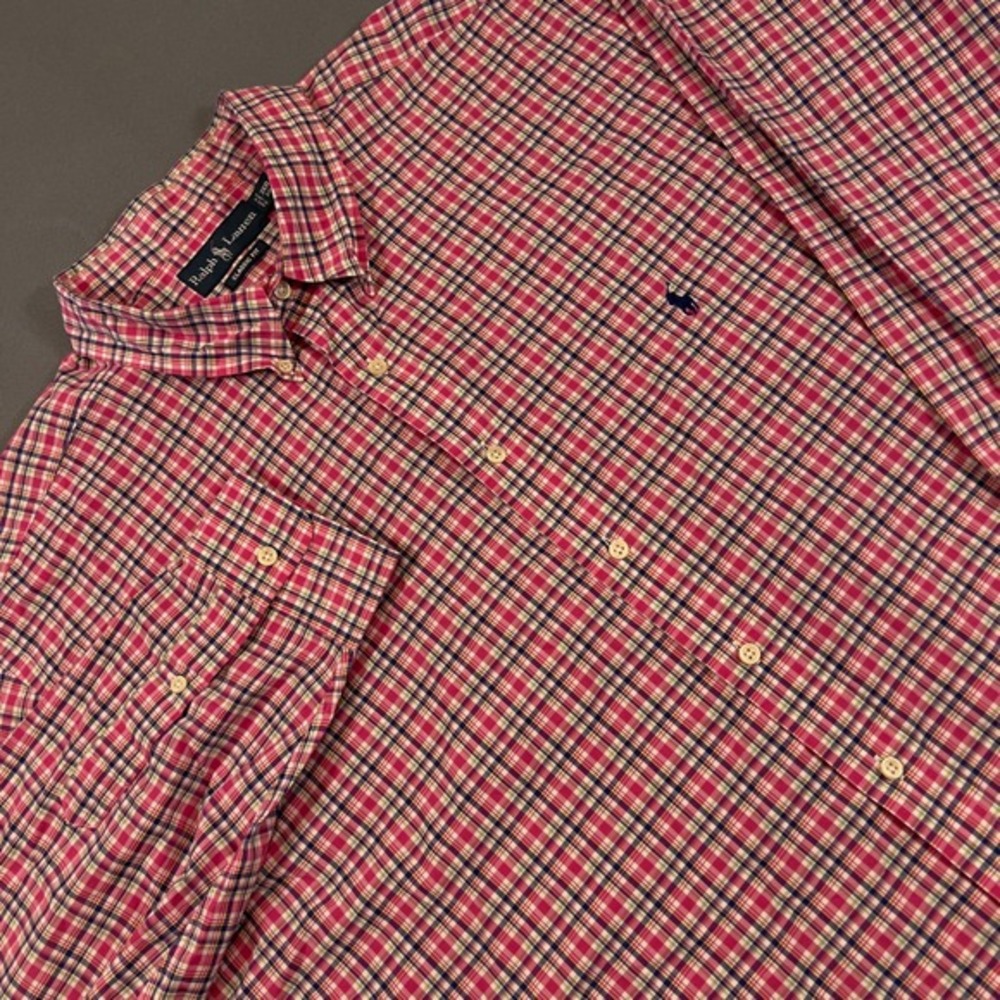 Ralph Lauren Mens Size 3XB Shirt Pink Plaid Long Sleeve Classic Fit‎ Button Down
